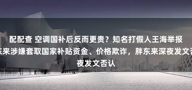 配配查 空调国补后反而更贵？知名打假人王海举报胖东来涉嫌套取国家补贴资金、价格欺诈，胖东来深夜发文否认